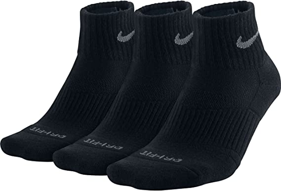 Nike Dri-Fit Half Cushion Quarter Socks (3 Pack) Black
