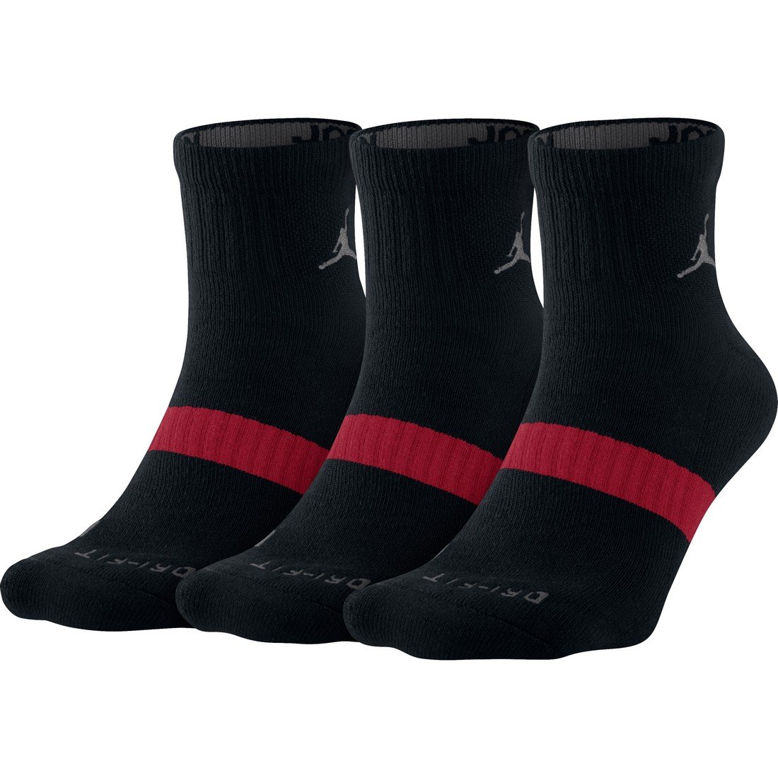 Nike Air Jordan Dri Fit Low Quarter Ankle Socks Black/Grey 3 Pair Pack