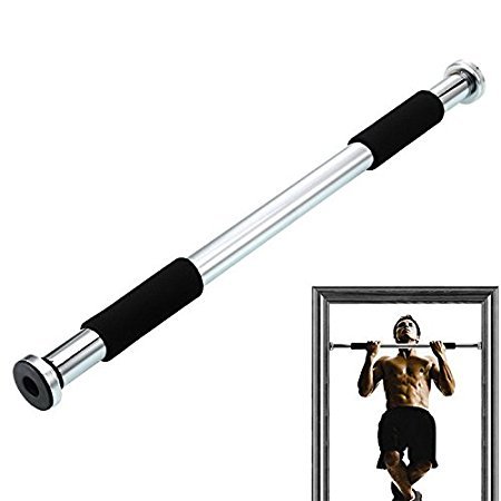 okpro Home Exercise Pull Up Door Bar | Cushioned Grip, 60-100 cm Adjustable (Steel)